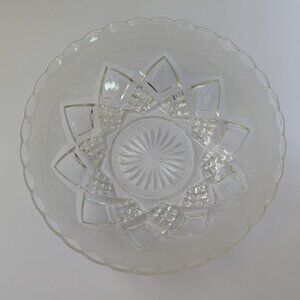 Vintage Hazel Atlas Fancy Line Clear Pressed Glass Salad or Fruit Serving Bowl
